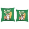 Cute Corgi Surfing Beach Waves Summer Vibes Funny Dog Throw