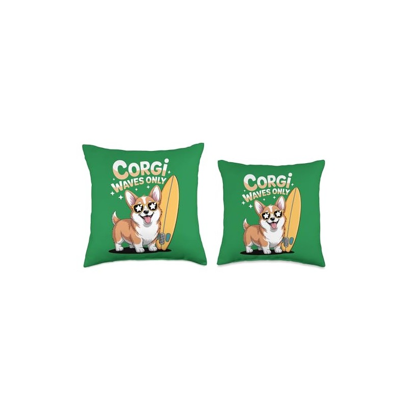 Cute Corgi Surfing Beach Waves Summer Vibes Funny Dog Throw