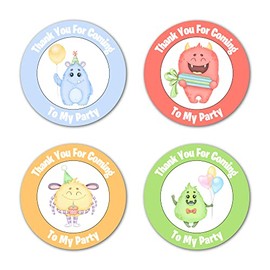 Epic Modz 32x Birthday Party Stickers Thanks for Coming Boys Girls Kids School Friends Gift Present Treat Parties Thanks Thank You for Coming to My Fun Party Sweet Bag Labels (Little Monsters)