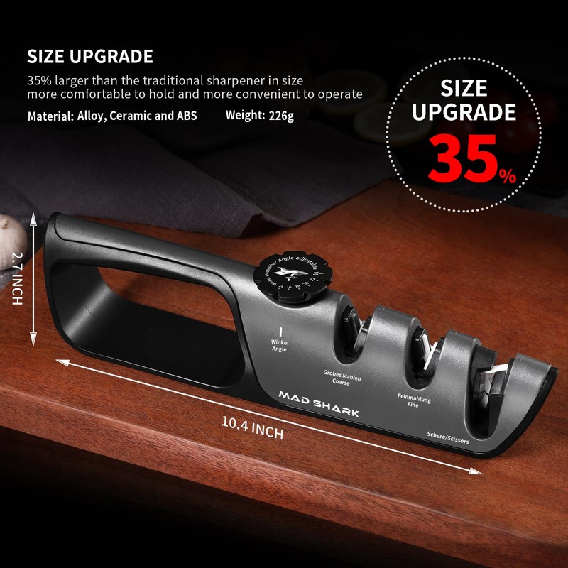 Knife Sharpener, 6 Adjustable Sharpening Angle, Coarse & Fine Knife