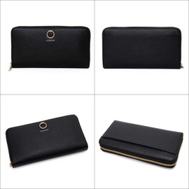 JILLSTUART JSLW0DT1 Long Wallet, Cowhide Leather, Round Zipper, Charm, Coin Purse, Simple, JSLW0DT1 (Black, No Name Engraved), Black