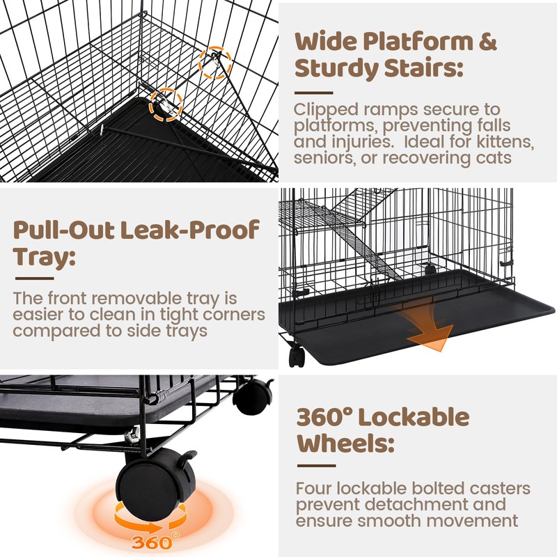 Homey Pet 51 Inch Cat Cages Indoor, Large 4-Tier Cat
