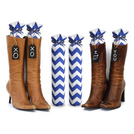 My Boot Trees - Boot Shaper Stands for Closet Organization - Keeps Them Shaped Properly - Many Patterns to Choose from - 1 Pair (Blue Chevron)