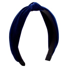 Wee Ones Girls' Velvet-Wrapped Headband with Knot, Handmade, For All Ages, One Size Fits Most, Navy