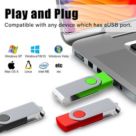 EASTBULL 2GB Memory Stick 50 Pack USB 2.0 Flash Drives Bulk USB Sticks Swivel Thumb Drive Pen Drive (2GB 10-Multicolor)