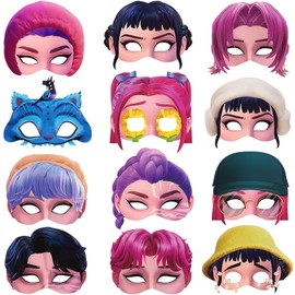 JINLAIYUN 12 mascherine decorative per compleanno, maschera per cartoni animati, decorazione di compleanno, per cosplay, accessori per feste (KPP)