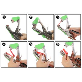 Plant Tying Machine, Gardening Tapetool with 10 Rolls of Tape and 1 Box of Staple for Vegetable, Grape, Tomato, Cucumber, Pepper and Flower (Green)