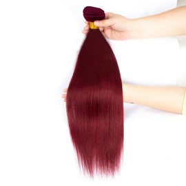 Leruikair Human Hair Bundles 18 20 22 Inch Straight Bundles Human Hair Burgundy 99J Unprocessed Brazilian Quick Weave Hair Bundles for Black Women