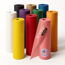 12" x 1200" (100 ft) Set of 10 Colored Kraft Paper Rolls – USA-Made Quality Craft Paper for Gift Wrapping, Kids' Arts & Crafts, School Projects, DIY – Natural Material, 50lb Thickness by IDL Packaging