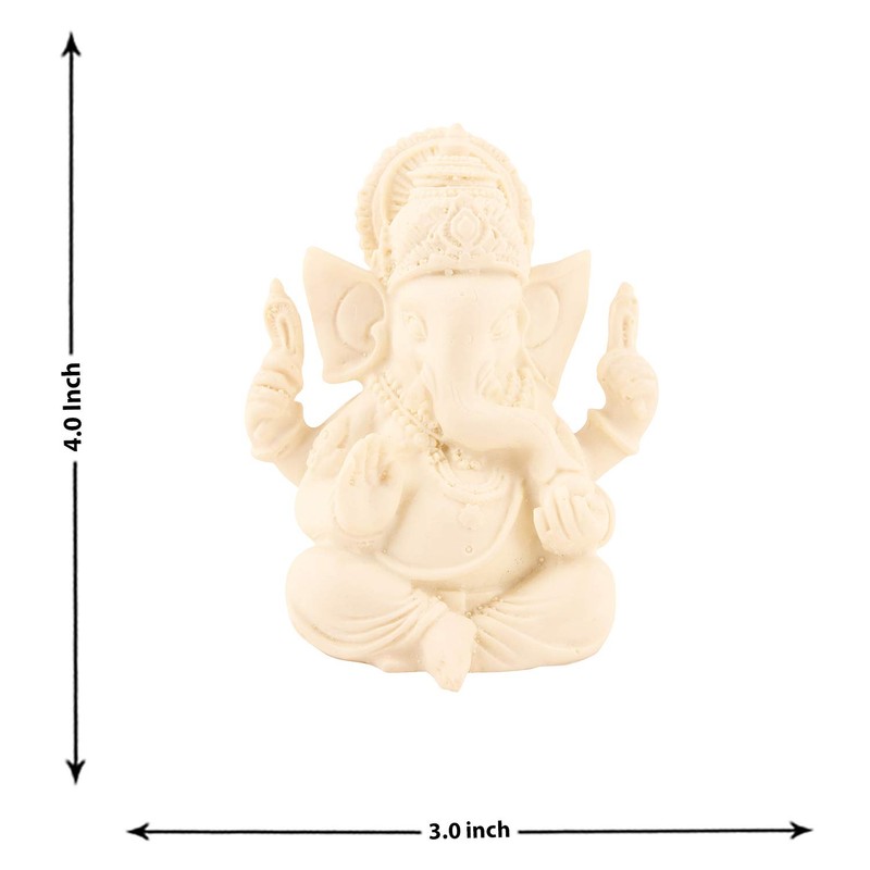 Lavanaya Silver White Marble Look Ganesha Idol Showpiece for Home