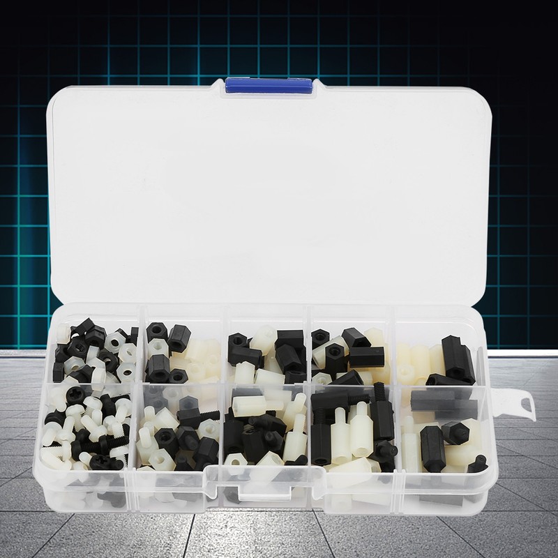 300pcs White and Black Nylon M3 Hex Standoff with M3