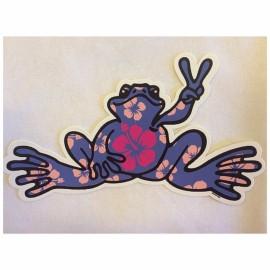 Peace Frogs NEW Peace Frogs Decal Sticker Purple Hibiscus Frog 6" x 3" High Quality Vinyl