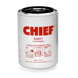 Chief Hydraulic Spin-On Filter Element - 10 Micron Filtration - 250 PSI Max Pressure, 1"-12 UNF Thread, Return Line Applications, Model 226011