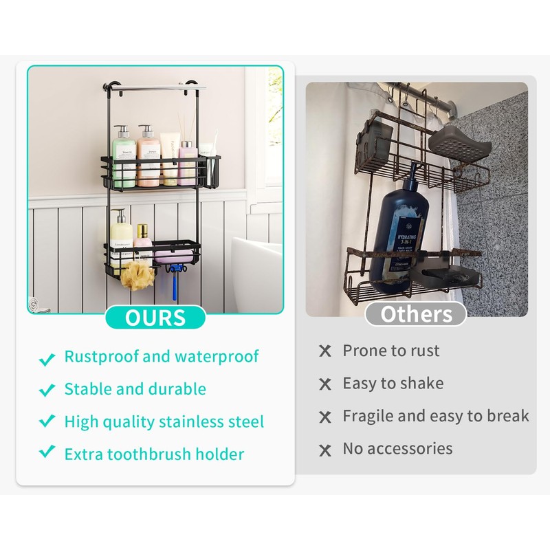 HapiRm Hanging Shower Caddy – For Renters & Small Bathrooms,