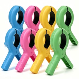 8 PCS Beach Towel Clips for Sun Loungers, Strong Grip Non-Slip Windproof