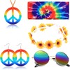 Set de accesorios hippie 5 piezas – Collar paz, aretes,