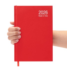 Evelay 2026 A5 Week To View Diary Full Year Planner Organiser Hardback Cover With Times (Red)