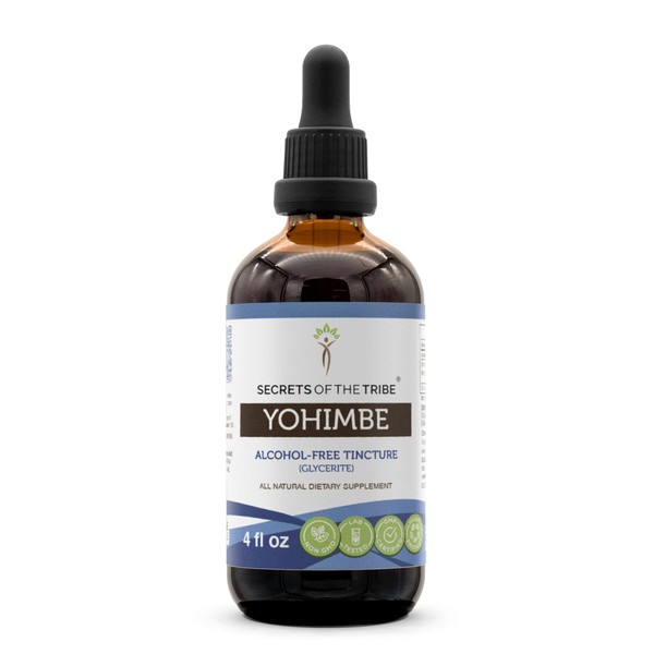 Secrets of the Tribe Yohimbe Tincture Alcohol-Free Extract, High-Potency Herbal Drops, Tincture Made from Wildcrafted Yohimbe (Pausinystalia yohimbe) Dried Bark 4 oz