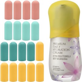 Triko Set 18 Fundas de Silicona para Botellas de Viaje, Protectores Elásticos Antifugas para Artículos de Aseo y Cosméticos, Accesorios de Equipaje para Avión y Crucero, Ajuste Universal (18)
