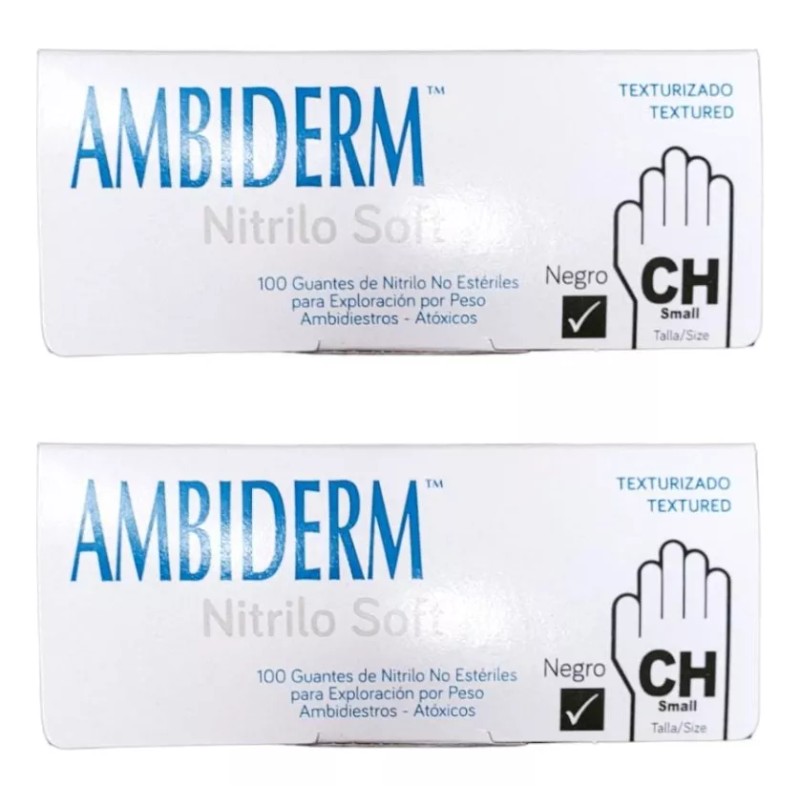 Ambiderm Pack 2 Cajas De Guantes Ambiderm Nitrilo Soft Negro