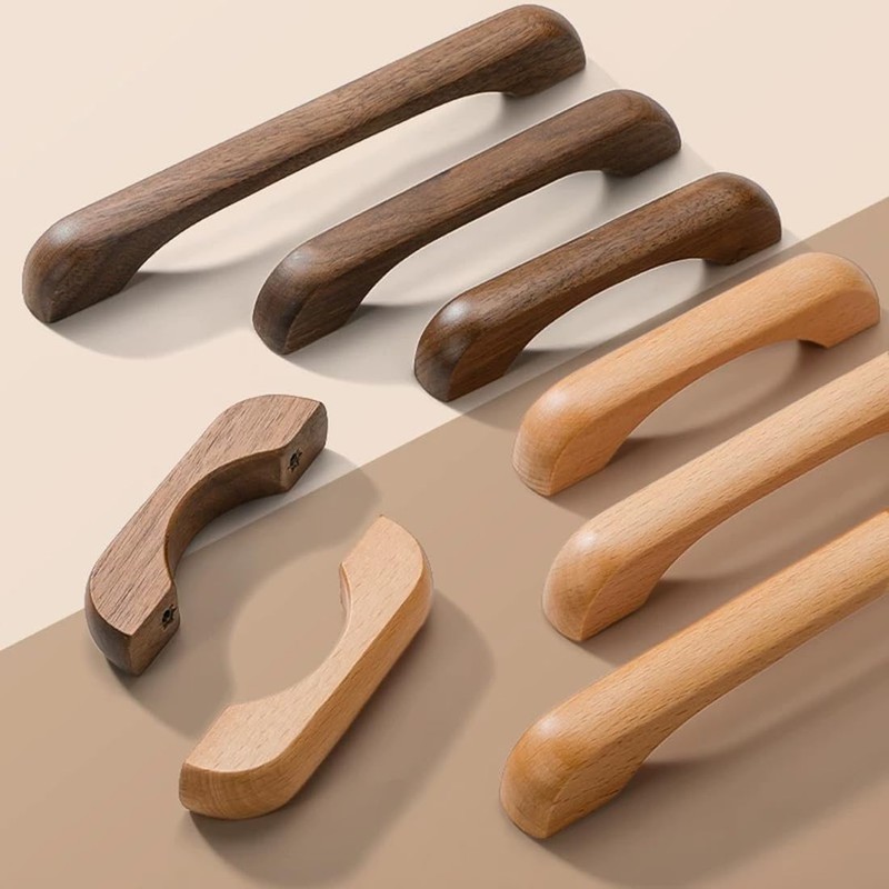SYZOW 6 Pack Wooden Kitchen Cabinet Handles, 96mm Hole Centers,