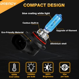 OQSNCV Fit for Dodge Challenger (2015-2023) Halogen Headlight Bulbs, 9012 High&Low Beam+ H11 Fog Light Headlamp Replacement Bulbs Kit, 4200K 100W Pack of 6