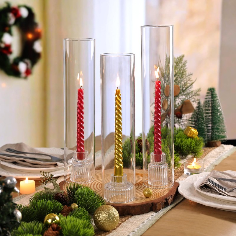 NITIME 9 Set Hurricane Glass Candle Holders for Taper Candles,