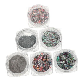 SAFIGLE Nail Glitter Powder Flakes 6 Colors Reflective Nail Art Sequins Sparkly Diamond Pigment