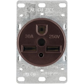 EATON Wiring 1234 30-Amp 2-Pole, 3-Wire 250-Volts Heavy Duty Grade Flush Mount Power Receptacle, Brown