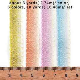 CABODYALS 16.46M 12mm Pastel Rainbow Ribbon Wired Candy Color Ribbon Trim Colorful Polyester Picot Wavy Edge Fabric Ribbons for Sewing Making Crafts Gift Wrapping Wedding Christmas Decor Supply
