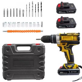 Unbranded 21v Cordless Drill Set -2 Rechargeable Batteries,Bit Set,flex Shaft,carry Case