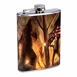Bigfoot Flask D3 8oz Stainless Steel Sasquatch Yeti Folklore