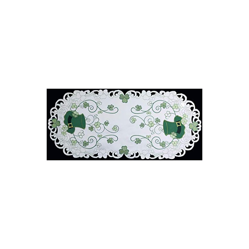 Creative Linens St. Patrick's Day Table Linens, Spring Embroidered Shamrocks