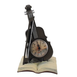 Vintage Violin Clock Sculpture Resin Antique Tabletop Clock Violin Models Musical Instrument Ornaments for Office Desktop Decoration