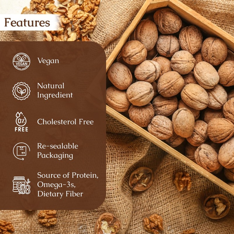 Rulop Walnuts in Shells 500g, Chilian Walnuts, Vegan and 100%