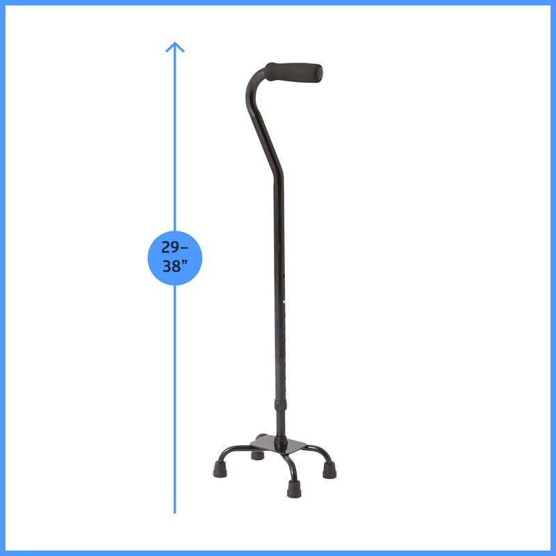 Medline Aluminum Quad Cane with Small Base for Balance, Knee