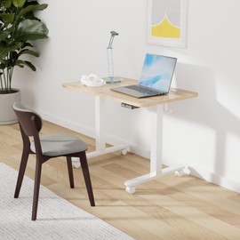 BANTI 40'' Standing Desk, Electric Stand up Height Adjustable Home Office Table, Sit Stand Desk with Splice Board, Light Rustic Brown