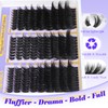 Fluffy Lash Clusters 150D+200D+300D Thick Volume Cluster Eyelash Extensions 12-25mm