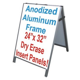 NEOPlex 24" x 36" Aluminum Sidewalk Sandwich Board A-frame Sign w/Dry Erase Insert Panels