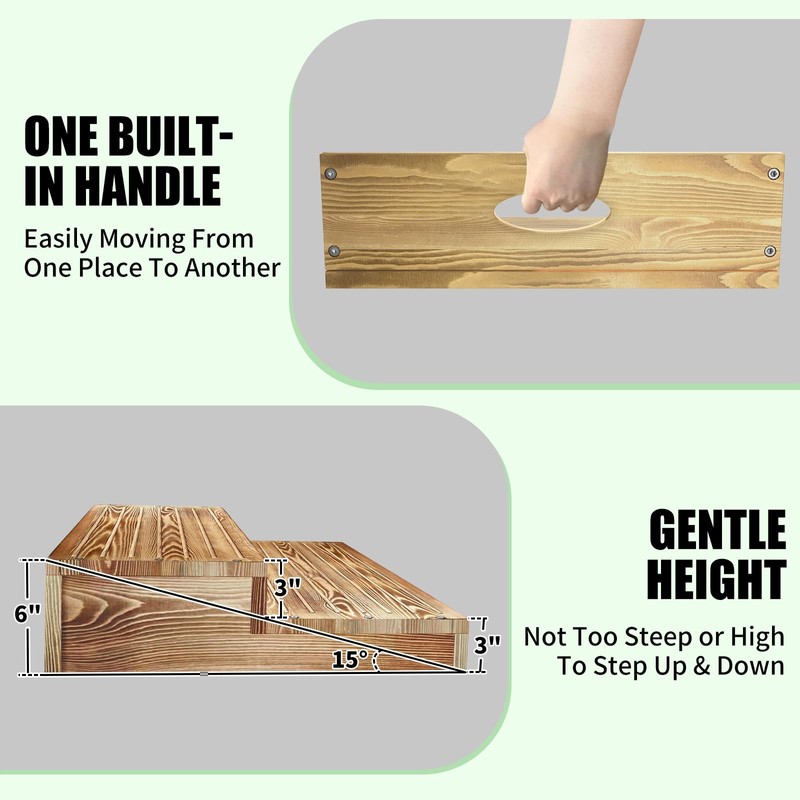 Wooden 2 Step Stool for High Beds, Moderate & Applicable