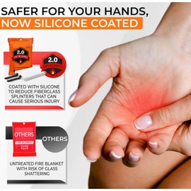 HomeShield 2.0 Silicone Fire Blanket Emergency for Home - Improved Silicone Coated Fiberglass for Hands Safety - Fire Retardant Handle - 1 Pack - 40” x 40” White