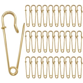 30 Pcs Large Safety Pins 2 Inch Heavy Duty Blanket Pins Big Safety Pin Steel Safety Pins for Blankets Clothes Crafts Leather Canvas, Gold