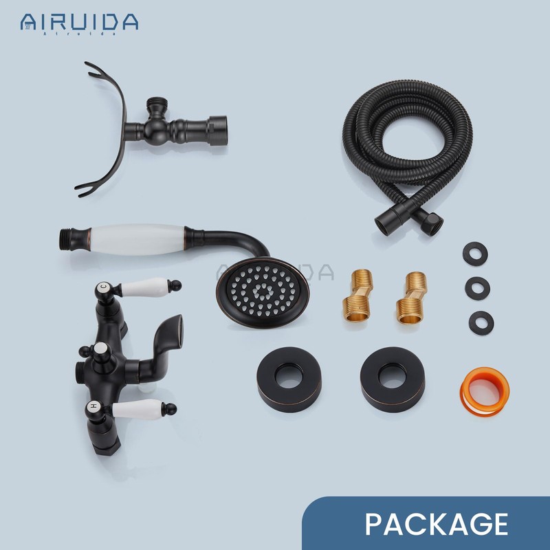 Airuida Wall Mount Bathtub Shower Faucet Kit with Telephone Shaped