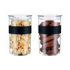 PRESSO Set of 2 Plastic Storage Jars, 1 Litre, Black