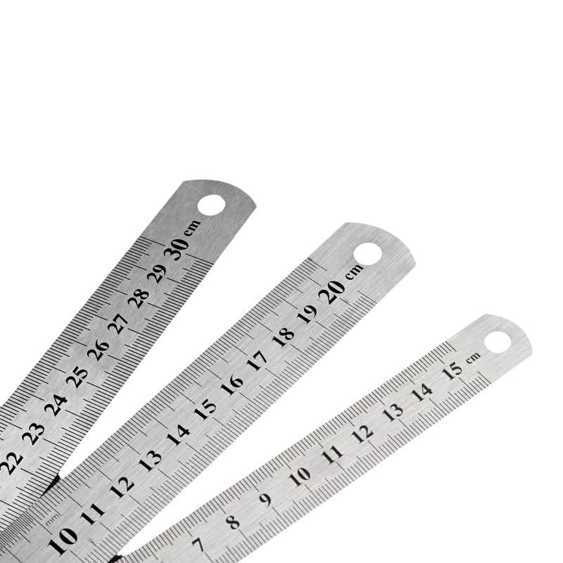 KIPTVO 4PCS Metal Ruler, Ruler Stainless Steel Ruler 15cm 20cm