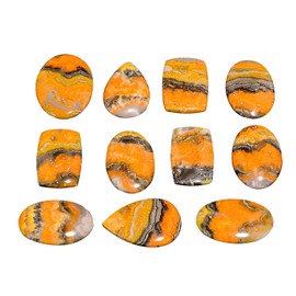 GEMKORA 3 to 4pcs Natural Bumble Bee Gemstone Wholesale Cabochons Lot, Jewelry Making Loose Gemstone, Polished Home Decor Specimen, DIY, Wire Wrapping, Reiki, Healing Crystals, Bulk Gemstone Deal