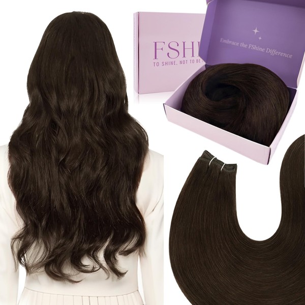 Fshine Hand Tied Weft Hair Extensions Human Hair 18 Inch
