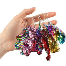 24Pcs Reversible Mermaid Sequin Keychains, Glitter Flip Animal Shape Key Chains, Bulk Colorful Sequin Cute Keychains for Kids Adults Events Gift Birthday Christmas Party Favors Key Rings (24 Styles)