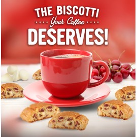 Cooper Street Twice-Baked Cherry White Chip Biscotti Cookies (16 oz Pack of 2) – Over 50 Biscotti Cookies per Bag Loaded with Real Fruit, Traditional Italian Style Snacks - Dairy, Peanut & Soy Free