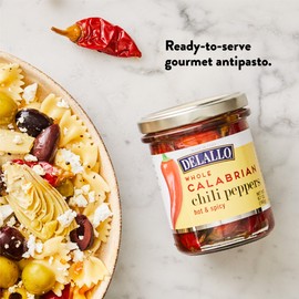 DeLallo Whole Calabrian Chili Peppers, 6.7 oz Jar, (3 Pack), Grown in Italy